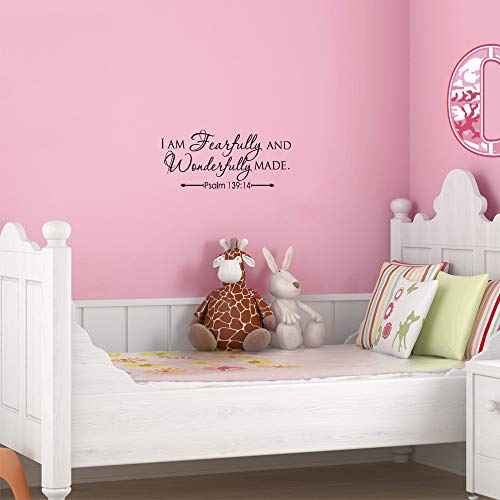 I AM Fearfully and Wonderfully Made Psalm 139:14 Vinyl Wall Decal Bible Scripture Inspirational Quotes Wall Art Religious D?cor