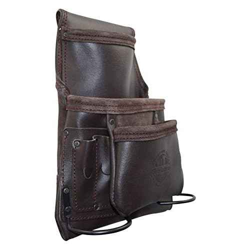 Graintex OS2251 9 Pocket Oil Tanned Leather Nail & Tool Pouch Dark Brown Color for Constructor/Electrician/Plumber