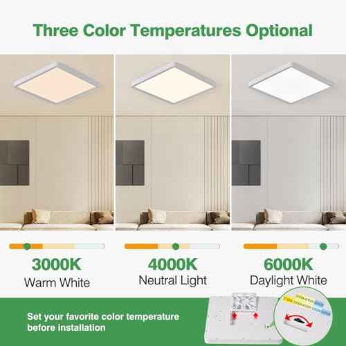 16 Inch Square LED Flush Mount Ceiling Light 2 Pack, 40W 4000LM, 3000K/4000K/6000K CCT Selectable, White Super Slim Low Profile Ceiling Light Firxtue for Bedroom/Kitchen/Living room/Dinning room