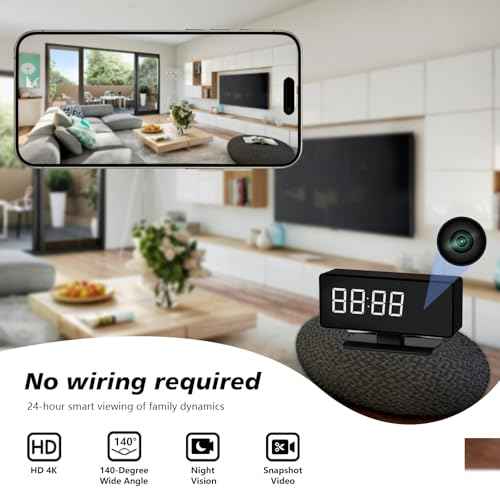 Hidden Clock Camera - Full HD 4k Wireless Camera - WiFi Nanny Cam for Home Indoor Security - WiFi & Bluetooth Connection Full Color Night Vision Motion Detection with App Live Feed