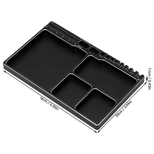 Kadimendium RC Repair Tool Tray Large Space Magnetic Adsorption Sturdy Durable Magnetic Screw Tray Alloy Screw Tray Model for DIY(Black)