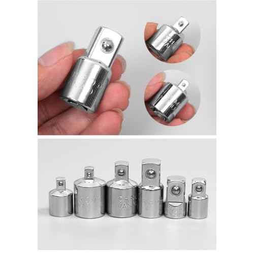 6 PCS Socket Adapter and Reducer Set, 1/4", 3/8", 1/2" Chrome Vanadium Steel Ratchet/Socket Extension/Conversion Kit for Automotive