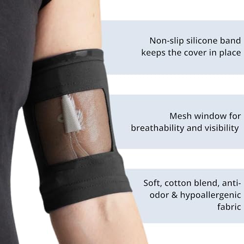 Care+Wear PICC Line Cover – Ultra-Grip PICC Line Sleeve for Upper or Lower Arm with Mesh Viewing Window, Provides Improved Comfort and Security for PICC Line Coverage