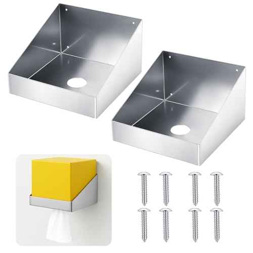 Blulu Set of 2 Rag in a Box Wall Mount Aluminum Dispenser Holder Storage Rack Organizer for Enclosed Race Trailer, Shop, Garage Storage, Silver, 9.7'' L x 9.7'' W x 6'' H