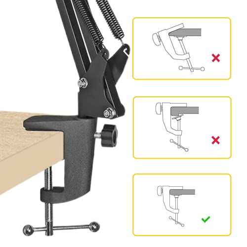 Replacement Aluminum Alloy Universal Bracket Adjustable C-Clamp Desk Light Mounting Bracket Cantilever Bracket for Microphone Arm and Desktop Table Lamp