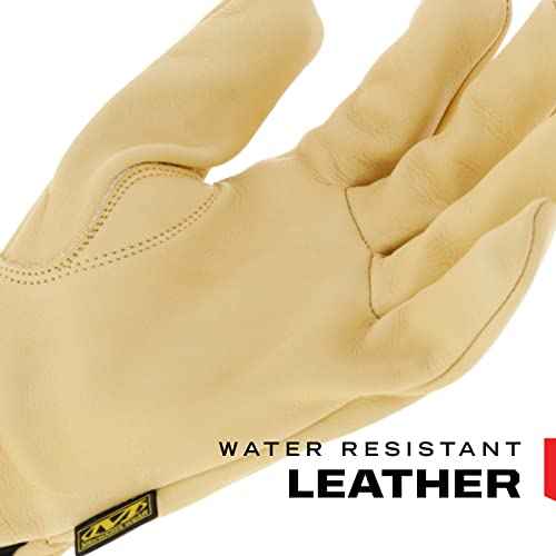 Mechanix Wear Leather Cow Driver - Breathable Leather Driver Gloves for Hand Safety - Elastic Cuff - Comfortable Fit - Water Resistant - Tan - Large