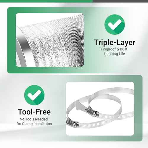 Magnetic Dryer Vent Connector Kit DV180, 4 Inch Dryer Vent Hose with Magnetic Coupling & Aluminum Duct, Leak-Resistant, Heat-Resistant, Flexible, Easy to Install and Clean, for Most Dryer