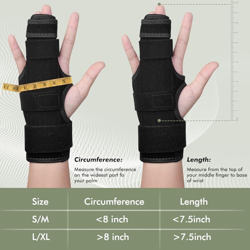 Trigger Finger Splint, 2 Finger Brace for Index, Middle, Ring, Pinky Finger, Treatment for Hand Fractures, Arthritis (S/M, Right)
