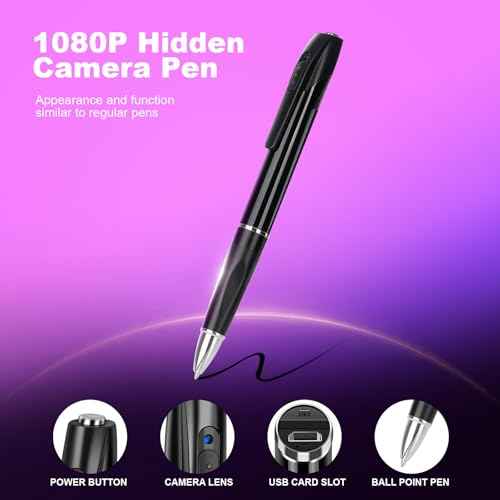 Mini Camera Pen Camera, HD 1080P Small Security Camera, 64GB Rechargeable Nanny Cam