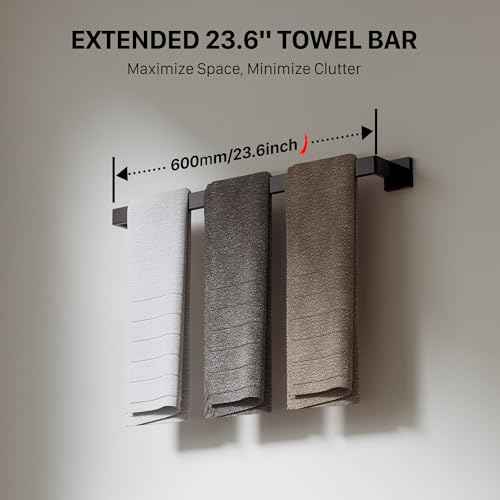 10-Piece 23.6 Inch Matte Black Bathroom Accessories Set, Bathroom Hardware Set, SUS304 Stainless Steel Bath Towel Bar Set, Toilet Paper Holder with Shelf, Towel Hooks, Towel Rings Wall Mounted