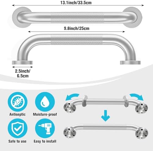 Grab Bars for Bathtubs and Showers 2 Pack 12'' Safety Grab Bar, Heavy Duty Shower Handle Bath Handrails for Seniors and Elderly, Bathroom Safety Grip