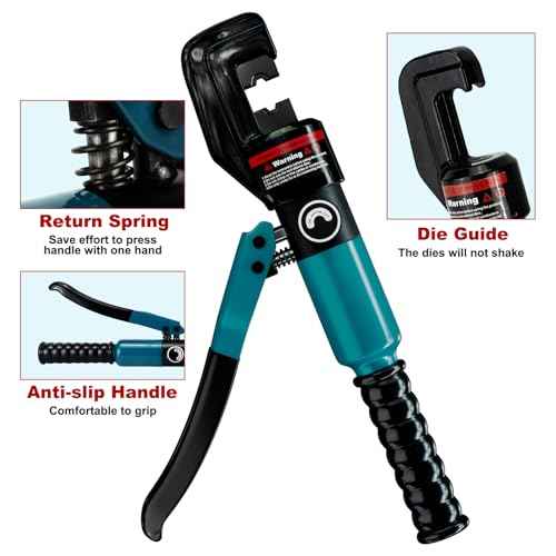Hydraulic Crimping Tool Kit-10 Tons 12 AWG to 2/0 AWG for Wire Battery Cable Lug, Terminal Crimper Tool with 9 Die Sets, 1/8¡± Wire Rope Crimping Tool