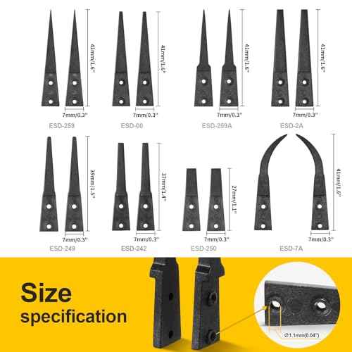 FEITA Anti Static Precision Tweezers ESD-Series Replacement Pointed, Curved & Flat Head, ESD Stainless Steel Twizzers Replaceable Carbon Fiber Plastic Tips With Locking Screws (8Types Each 1Pair)