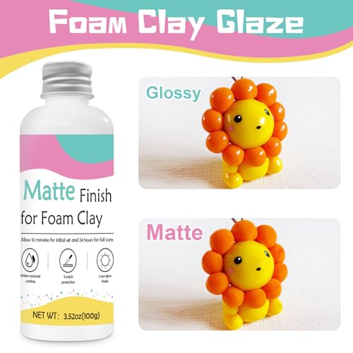 Foam Clay Varnish 100ml, Waterproof Matte Effect Foam Clay Air Dry Varnish, Prevent Cracking Oxidation Long-Term Protection