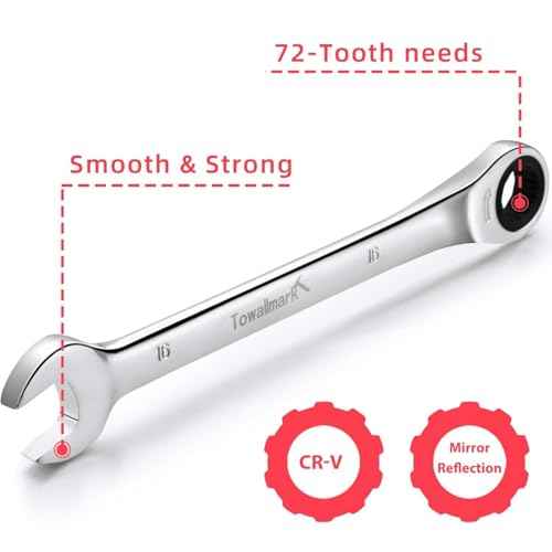 Towallmark Ratcheting Wrench Set 14pcs, Metric Fixed Head Wrench Set, Metric 6-19mm, Cr-V Steel Ratchet Wrenches Set with Storage Bag for motorcycle/car/mechanical etc.