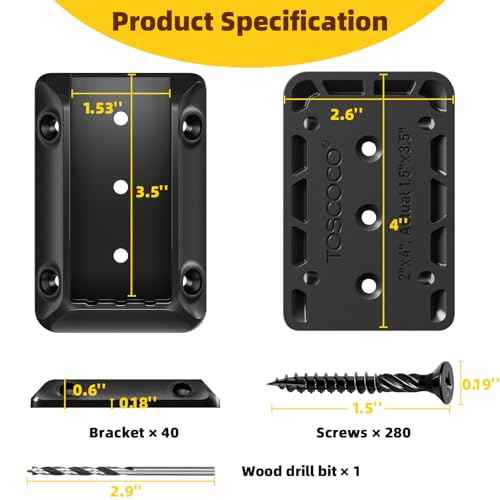40 Pcs Deck Railing Bracket Connectors for 2"¡¿4" (Actually 1.5"x3.5") Wood Post to Handrail Connection, Railing Connectors with 280 Pcs Galvanized Black Screws for Wooden Stair Fence Railings