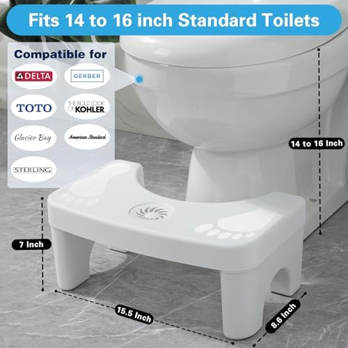 Toilet Poop Stool, 7" Height Squatting Poop Foot Stool, Plastic Portable Bathroom Non-Slip Potty Step Stool, Stable Healthy Toilet Assistance Step Stool