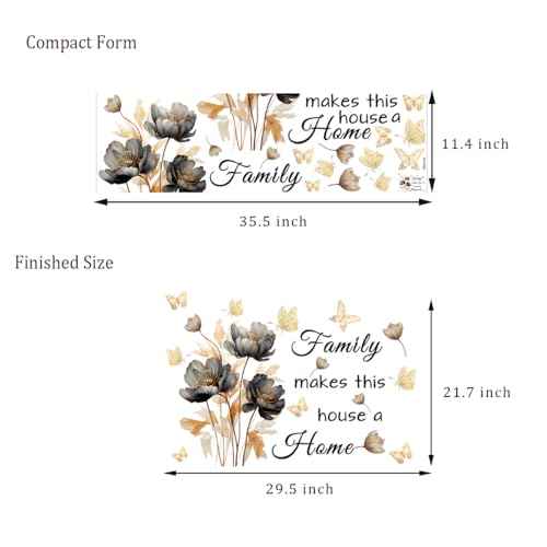 Gold Family Wall Decals Inspirational Wall Quotes Wall Stickers Family Make This House a Home Removable Peel and Stick for Home Decor (Golden Black)