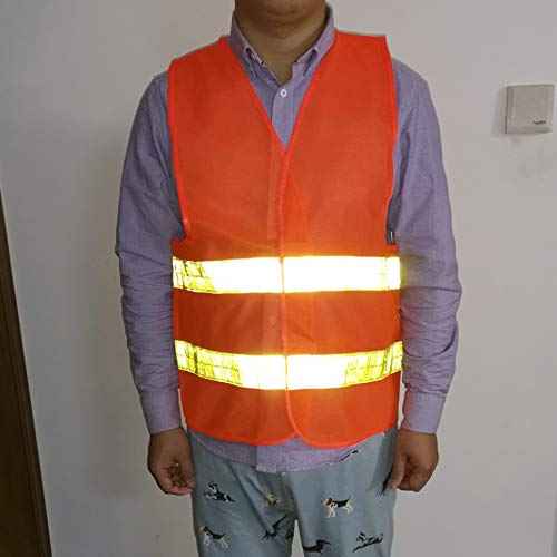 zojo Normal Visibility Safety Vests,12 Pack,Adjustable Size,Thin & Lightweight Mesh Fabric, Wholesale Safety Vest for Outdoor Works, Fits for Men Neon Orange Updated
