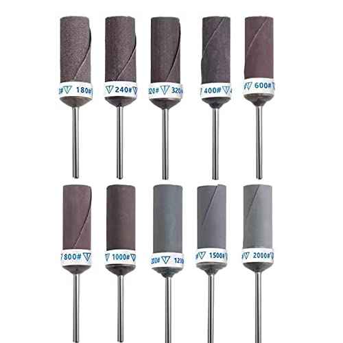 ?????? ???? 10 Pcs Mixed Grit Sandpaper Rolls Set,3/32 Inch Shank Abrasive Sanding Sleeve for Rotary Tool