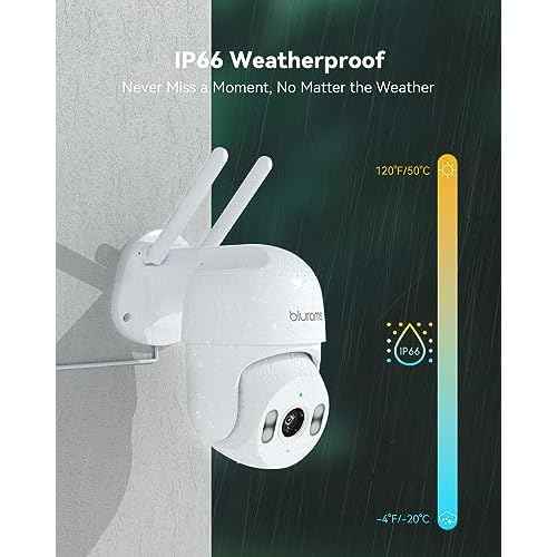 blurams 2K Outdoor Camera Wired, 5GHz/2.4GHz Wi-Fi Cameras for Home Security Outside with 360¡Æ PTZ, Color Night Vision, Motion Detection Tracking, Two-Way Audio, IP66 Weatherproof, Works with Alexa