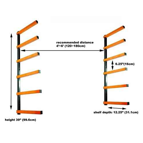 KF1006 Lumber Storage Rack 6-Level System 110 lbs (50kg) per Level with Durable Sheet Metal Screws, Wood Rack