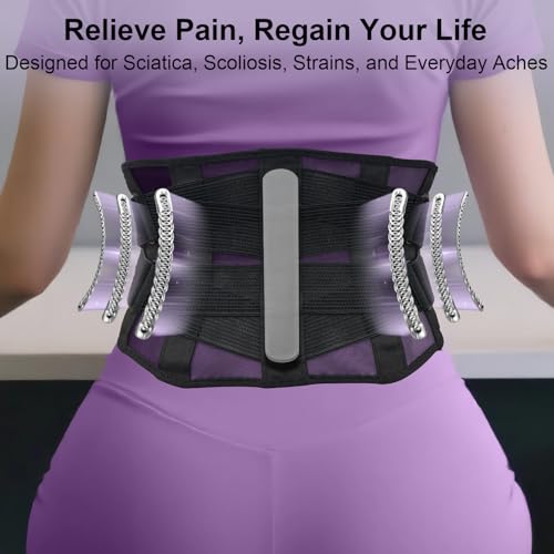 Ultra Breathable Back Brace for Lower Back Pain Relief – Lightweight Thin Soft Back Support Brace for Women & Men – Dual Adjustable Lumbar Support Belt for Herniated Disc, Sciatica, Scoliosis