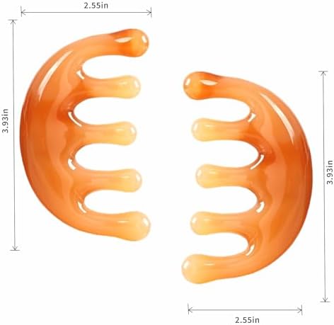 Scalp Massager for Hair Growth Resin Manual Head Scalp Massage Tool Wide Tooth Hair Massage Comb for Stress Relax Portable Handheld Mini Gua Sha Tool Body Face Neck Nose Eyes Legs Acupoint Guasha Comb