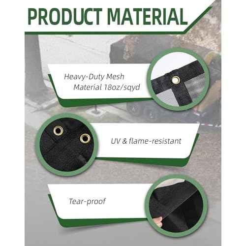 FoundGo 6' x 14' Dump Trailer Tarp [18oz] Heavy Duty Dump Truck Mesh Tarp with Grommets Vinyl Coated Waterproof Truck Cover with Double Pocket incl. 4X Elastic Rope