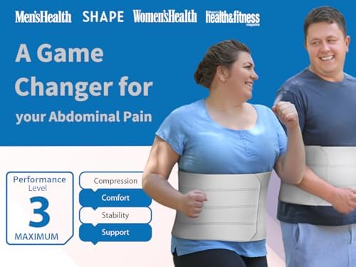 Abdominal Binder for Women & Men Post Surgery Recovery, 12 inch 4 Panel Waist Compression Band, Wrap Support for Bariatric, Belly, Stomach, Postpartum, Hernia, Latex-free. Breathable Fabric S-M