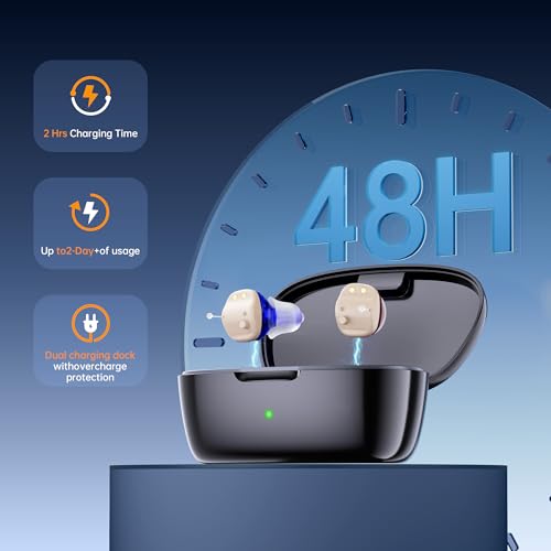 Hearing Aids for Seniors, Hearing Aid Rechargeable for Hearing Loss, Personal Hearing Amplifier with Volume Control and Portable Magnetic Charging Case, Noise Canceling Hearing Aids (Black, Red, Blue)