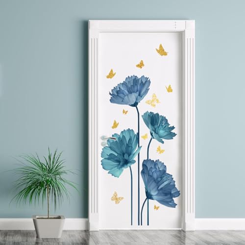 Flower Wall Decals Peel and Stick DIY Floral Wall Decals Removable Flower Wall Stickers Murals Vinyl Butterfly Walls Decal for Girls Bedroom Living Room Bathroom Walls Art Decor