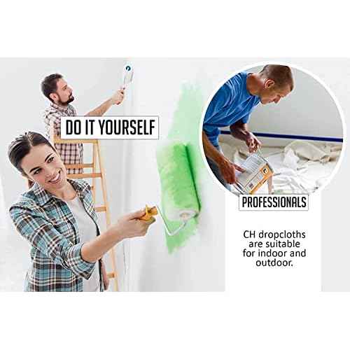 Canvas Painters Drop Cloth (Size 4 x 5 Feet - Pack of 1) - Pure Cotton Paint Drop Cloth for Painting, Curtains, Furniture & Floor Protection - All Purpose Thick Canvas tarp with Double Stitched Edges