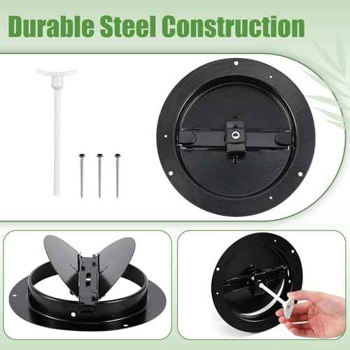 Therwen 2 Set 8 Inch Round Vent Cover Ceiling Diffuser HVAC Vent Duct Cover Replacement with Steel Butterfly Damper Fitting in 8 Inch Duct, Outer Dimensions: 12"