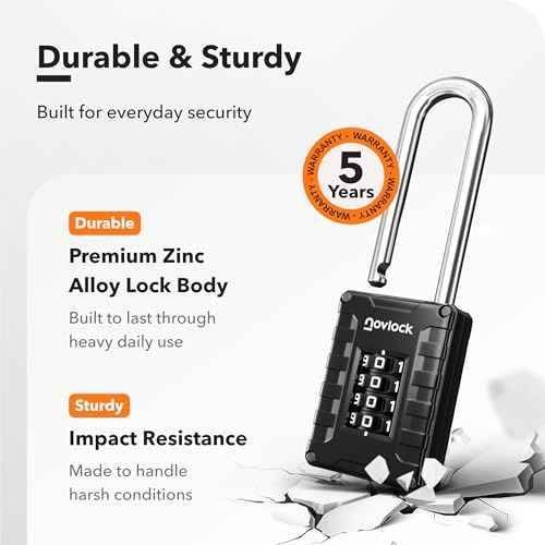 2.76 in Long Shackle Combination Locks | 4-Digit Padlocks for Gym Locker, Cabinets, Toolboxes, Gates, Fences, Sheds | 4-Pack, Black