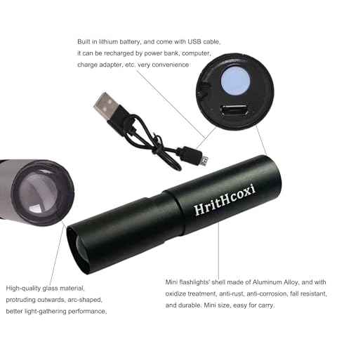 Rechargeable Mini LED Flashlights, 6pcs High Brightness Flash Light with Lithium Battery 3 Mode XPE 1200 Lumen Waterproof Zoomable Torch with USB Cable for Camping, Hiking, Riding, etc