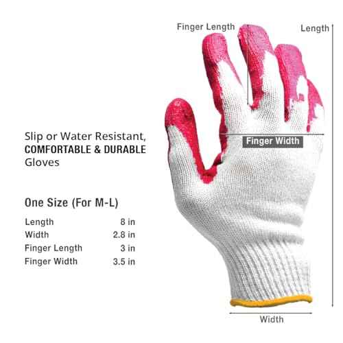 CBC Crown PREMIUM Non-Slip Multi-Purpose Red, Blue Latex Rubber Palm Coated Work Safety Gloves Garden Gloves