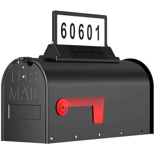 Solar Mailbox Light for Outside Post Mount - 3 Light Modes, Strongest Magnet, Dual-Sided, Waterproof Galvanized Steel, Easy Install, Medium Capacity, 20 x 8.8 x 7 inches, Black