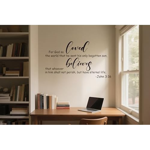 John 3:16 Wall Sticker,for God so Loved The World -Bible Verse Prayer Christian Religious Scripture Quotes Wall Decal Vinyl DIY Removable for Livingroom Home Office