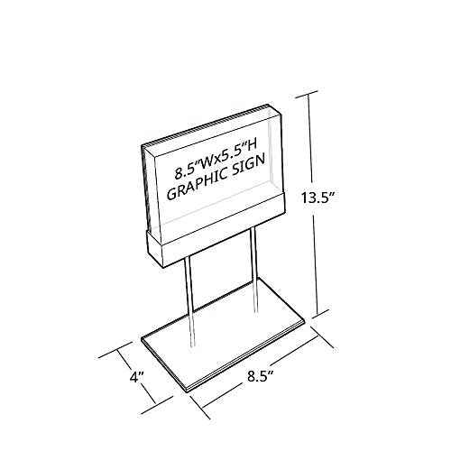 Azar Displays 104560 Elite Series Medium Acrylic Block Sign Holder, 8.5"" x 5.5" Graphic Size Pack of 1