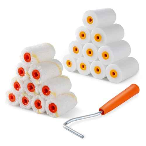 2 inch Paint Roller Kit, 20 Pack Small Paint Roller Set with High Density Foam Paint Roller and 3/8" Nap Microfiber Covers, Touch Up Mini Paint Rollers for Wall, Door, Cabinet, Craft