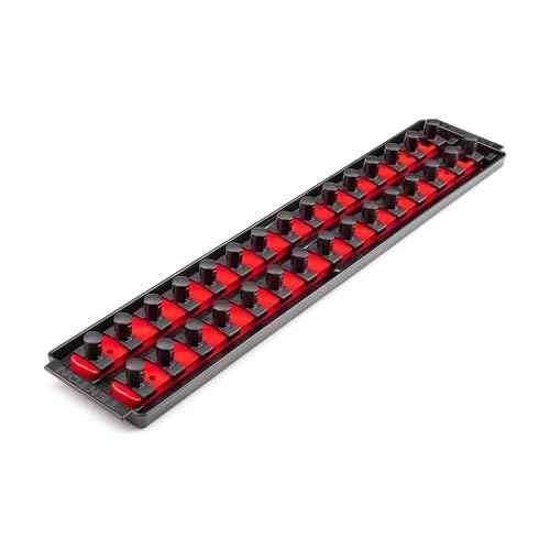 TEKTON 1/2 Inch Drive 2-Rail Socket Organizer Set, Red (30-Tool) | OST23130 | Made in USA