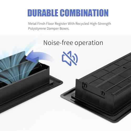 4x14 Floor Register 6-Pack, Heavy Duty Steel Walkable Vent Covers for Home Floor, Adjustable Quiet Airflow Vent Grill, Rust-Proof Black 14x4 Floor Vents