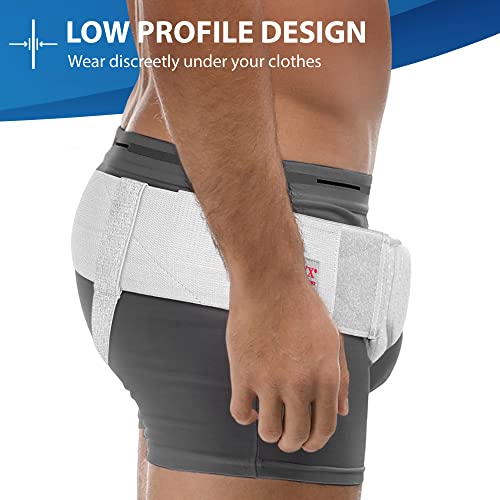 ORTONYX Inguinal Hernia Belt for Men and Women with Removable Compression Pad and Adjustable Waist Strap, Hernia Support Truss for Inguinal, Incisional Hernias, Left/Right Side - White S/M