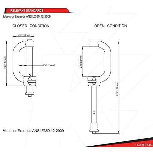 KStrong UFC409151 Twin/Single Connector with Steel Pin, ANSI Compliant, 2.15" (55 mm) / Gate Open