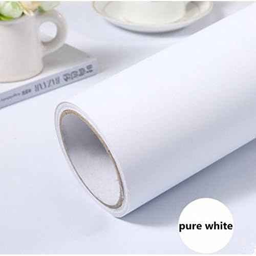 Solid Color Frosted Waterproof Wallpaper Shelf Drawer Liner Self-Adhesive Cabinet Sticker 15.6 Inch by 98 Inch (White)