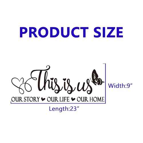 Inspirational Family Quotes Wall Stickers: Home Vinyl Art Wall Decals for Living Room Kitchen - This is Us Our Story Our Life Our Home 23" X 9"