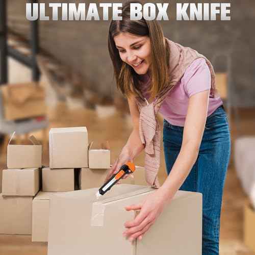 Box Cutter, Utility Knife, 16 Pack Box Cutter Retractable, Box Cutter Knife for Cardboard, Paper, Vinyl, Retractable Utility Knife Heavy Duty, 18mm Wide Snap-Off Blade, Box Cutters