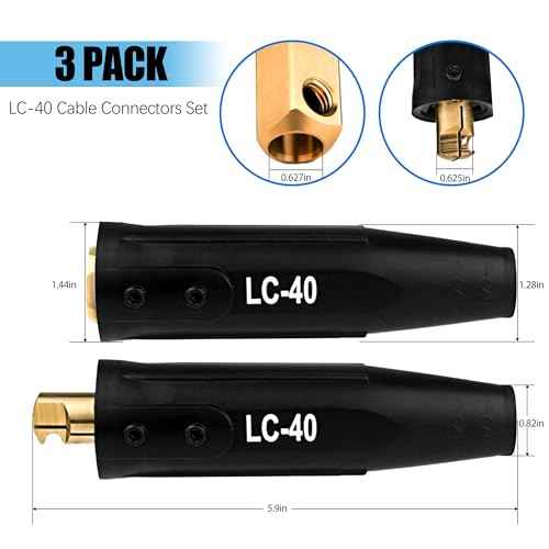 Welding Lead Connectors, 3 Pack LC-40 Welding Cable Connector, Positive Cam Twist-Lock Insulated Connector Pair(Male/Female), Welder Lead Connectors, Welder Cable Connectors, Welding Lead Ends