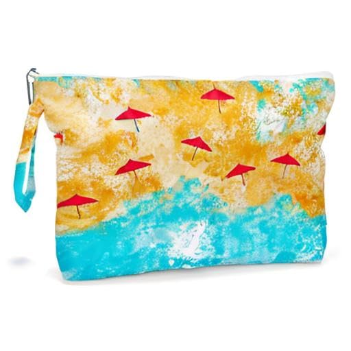 Fokongna Travel Makeup Bag - Wet Dry Bag for Swimsuit, Beach Pool Diapers, Dirty Yoga Gym Clothes - Zipper Pouch for Women, Sister, Friends - Ocean Sea Shells Beach Starfish